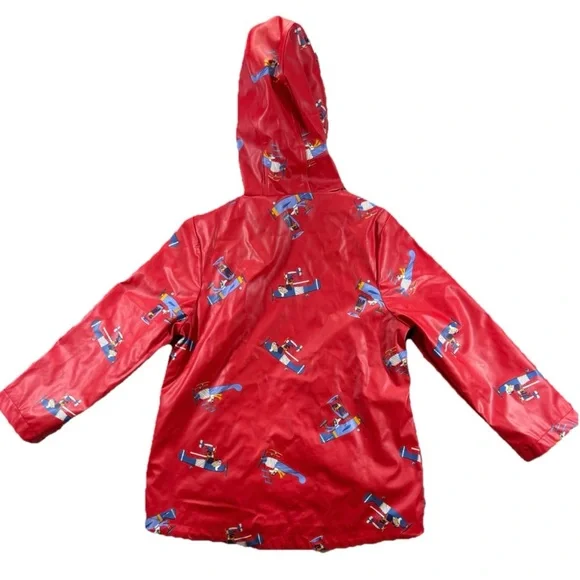 Joules Right as Rain Skipper Rain Jacket Kids' Size 6Y Red Planes Dog Fleece - Picture 2 of 6